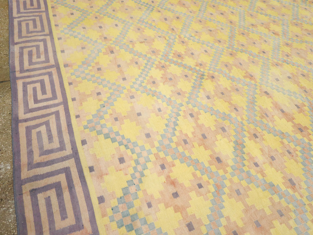 Vintage Indian Dhurrie Square Room Size Flatweave Carpet, No.31322 - Gss