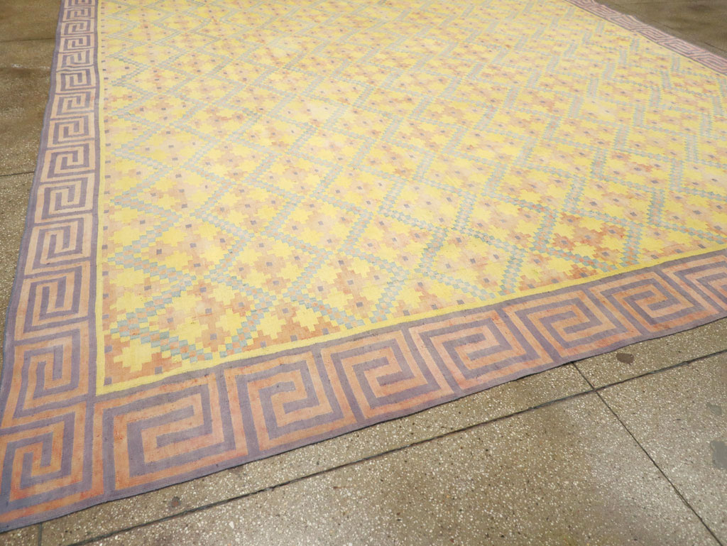 Vintage Indian Dhurrie Square Room Size Flatweave Carpet, No.31322 - Gss