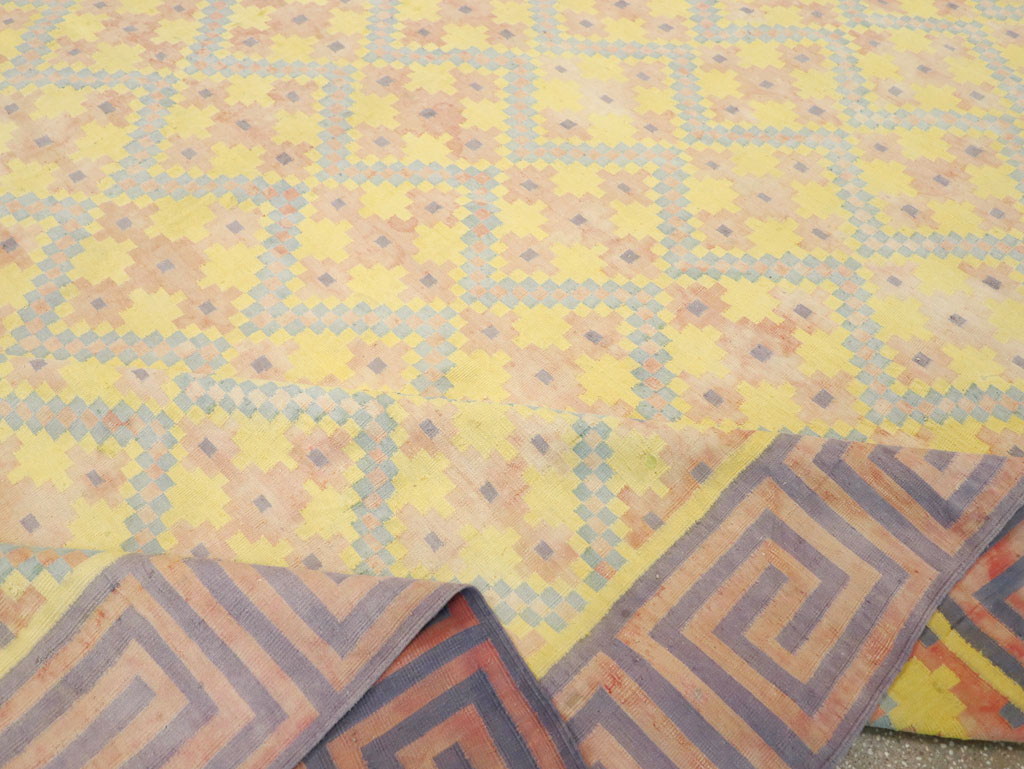 Vintage Indian Dhurrie Square Room Size Flatweave Carpet, No.31322 - Gss