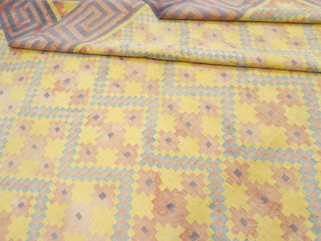 Vintage Indian Dhurrie Square Room Size Flatweave Carpet, No.31322 - Gss