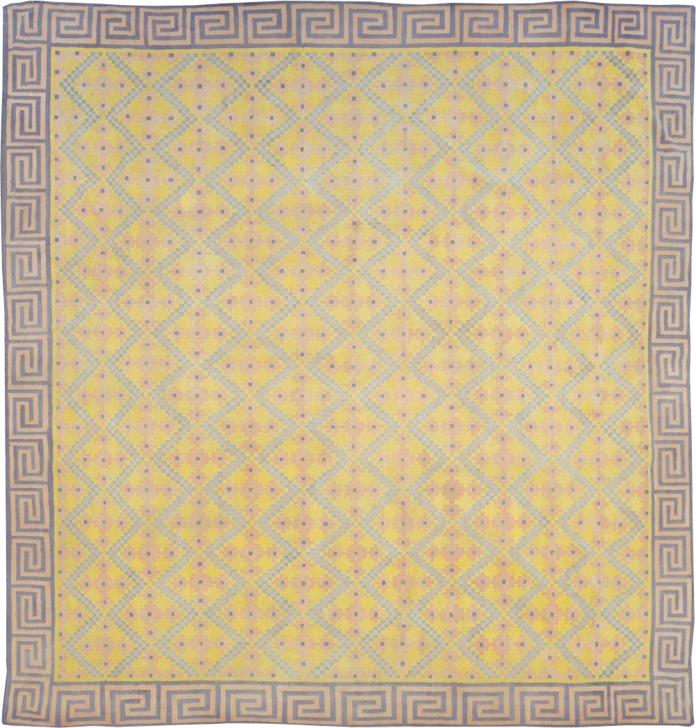 Vintage Indian Flatweave Dhurrie Large Square Carpet, No.31323 - Gss