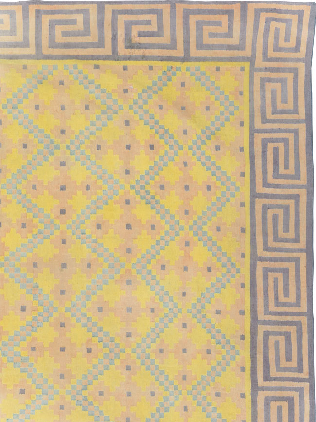 Vintage Indian Dhurrie Square Room Size Flatweave Carpet, No.31323 - Gss