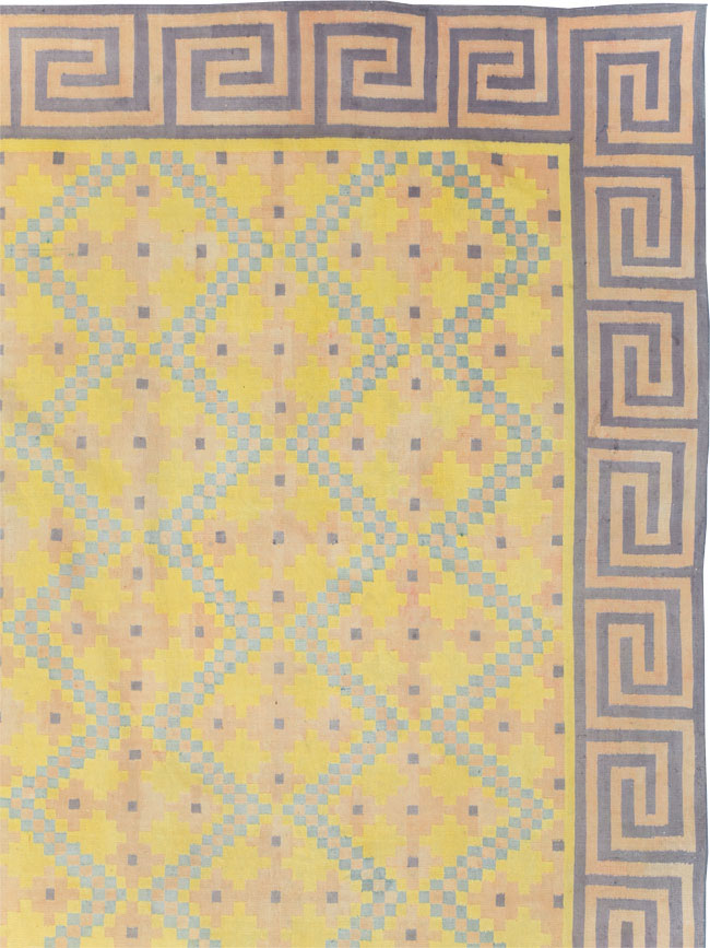 Vintage Indian Dhurrie Square Room Size Flatweave Carpet, No.31323 - Gss