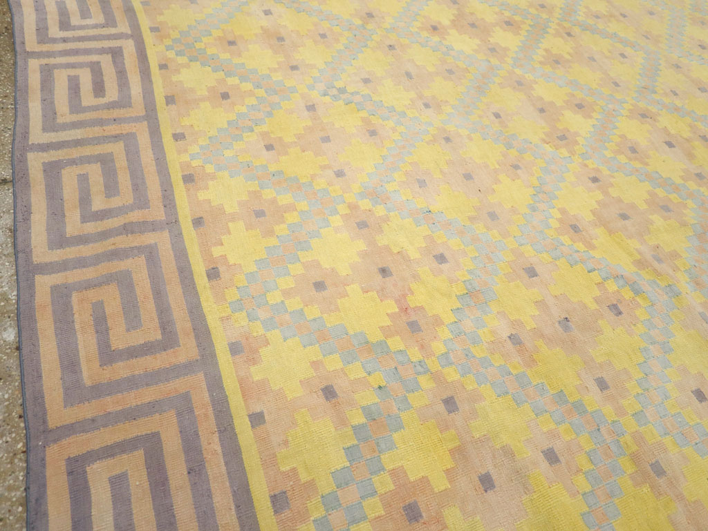 Vintage Indian Dhurrie Square Room Size Flatweave Carpet, No.31323 - Gss