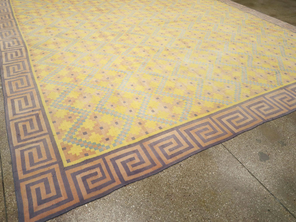 Vintage Indian Dhurrie Square Room Size Flatweave Carpet, No.31323 - Gss