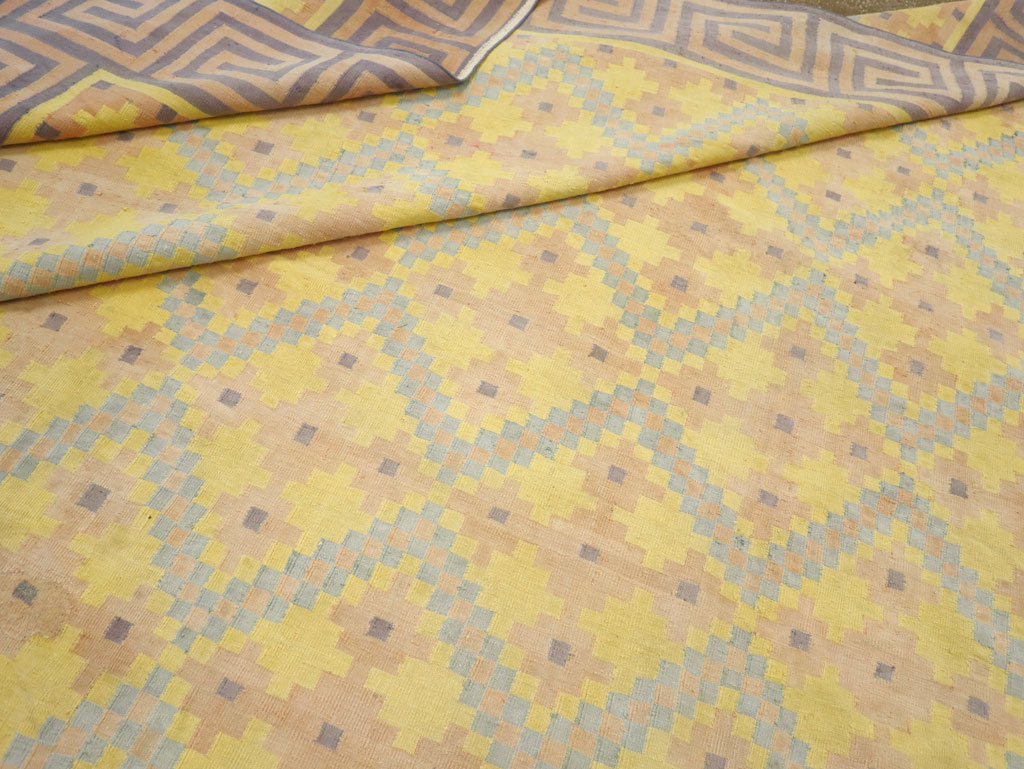 Vintage Indian Dhurrie Square Room Size Flatweave Carpet, No.31323 - Gss