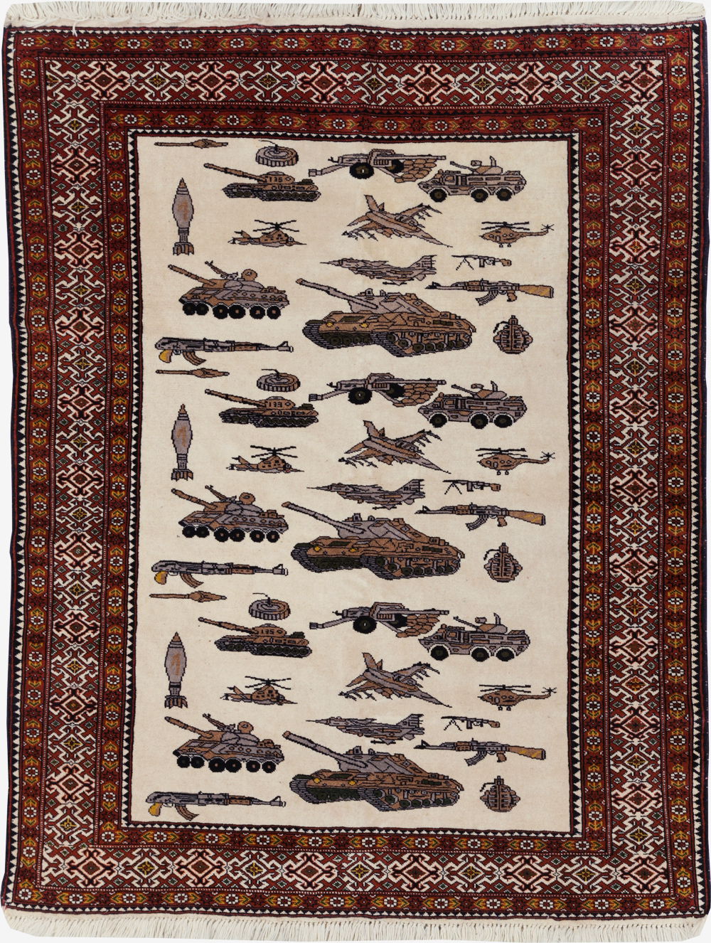 Vintage Afghan Baluch Pictorial War Rug, No.31325 - Gss