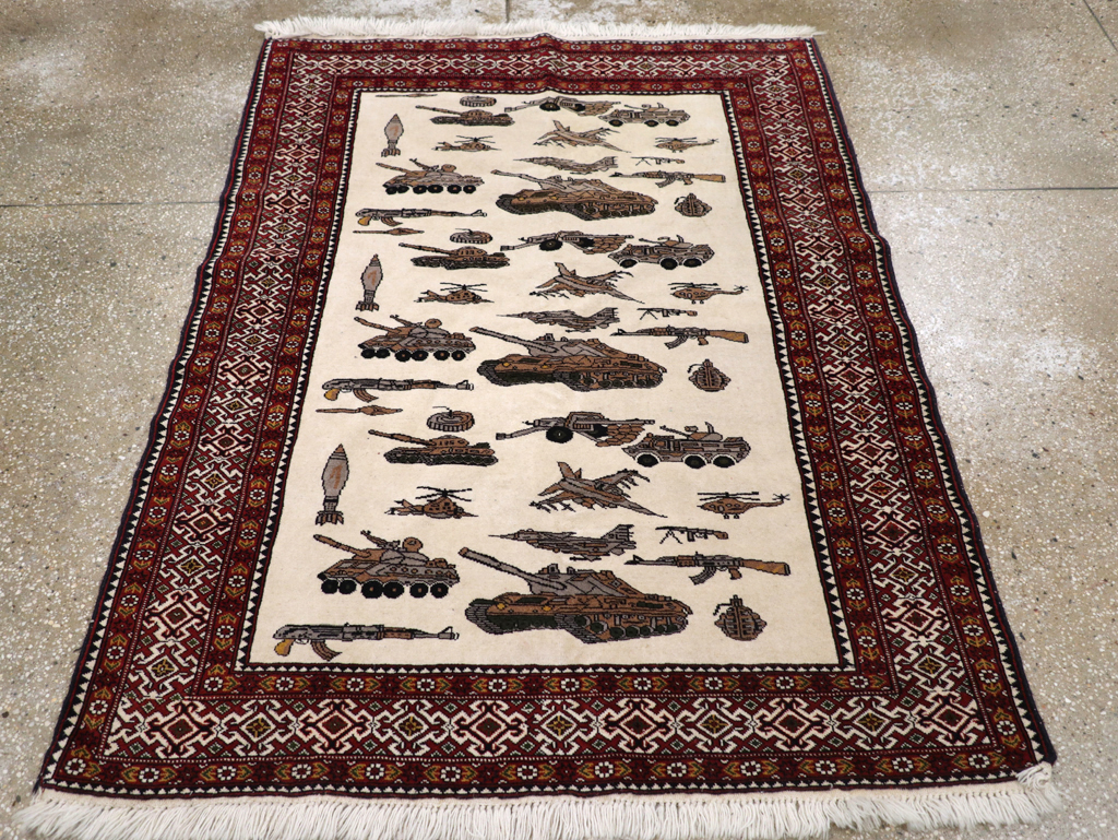 Vintage Afghan Baluch Pictorial War Rug, No.31325 - Gss