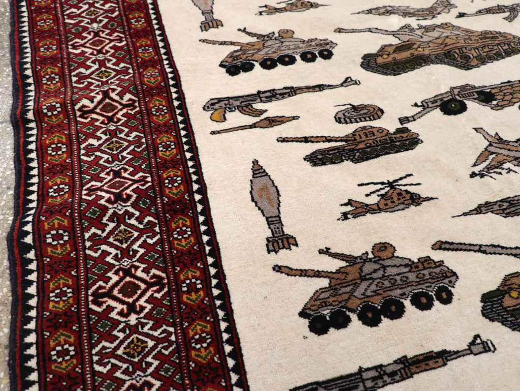 Vintage Afghan Baluch Pictorial War Rug, No.31325 - Gss