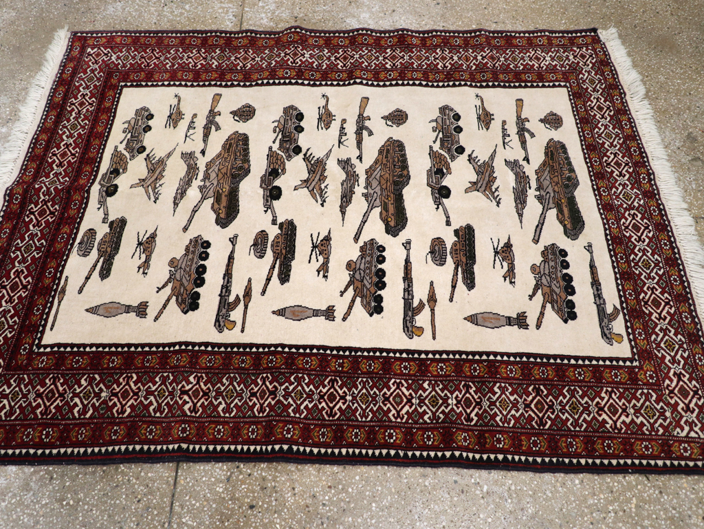 Vintage Afghan Baluch Pictorial War Rug, No.31325 - Gss