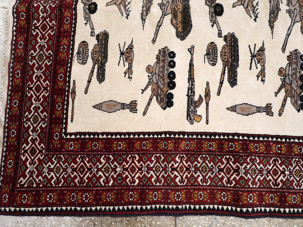 Vintage Afghan Baluch Pictorial War Rug, No.31325 - Gss
