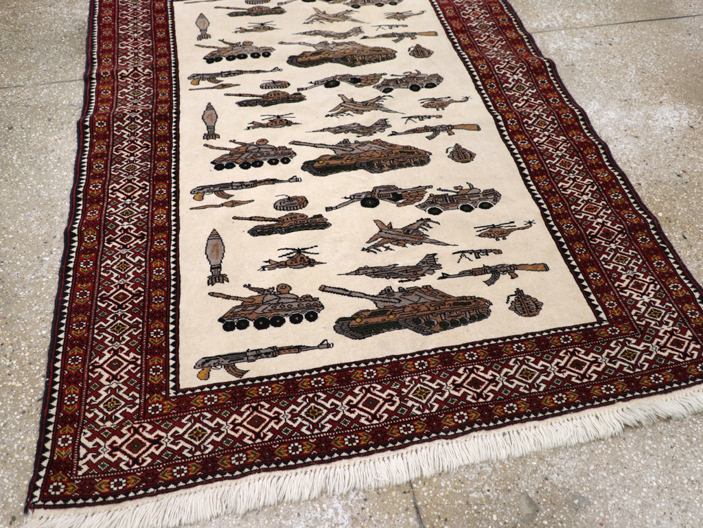 Vintage Afghan Baluch Pictorial War Rug, No.31325 - Gss