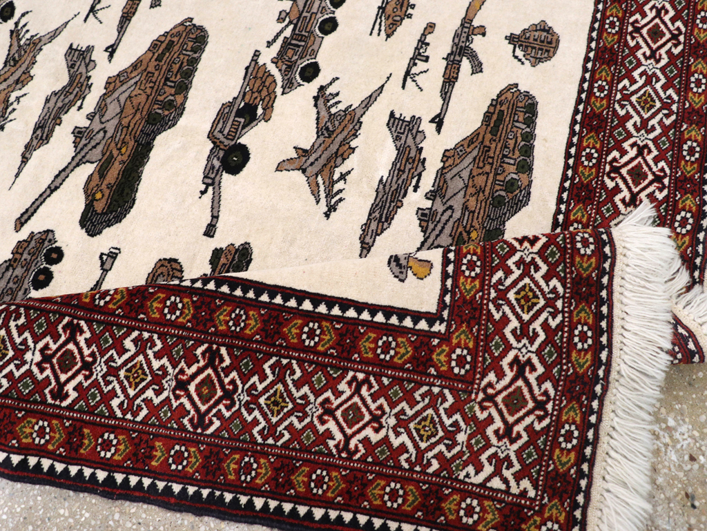 Vintage Afghan Baluch Pictorial War Rug, No.31325 - Gss