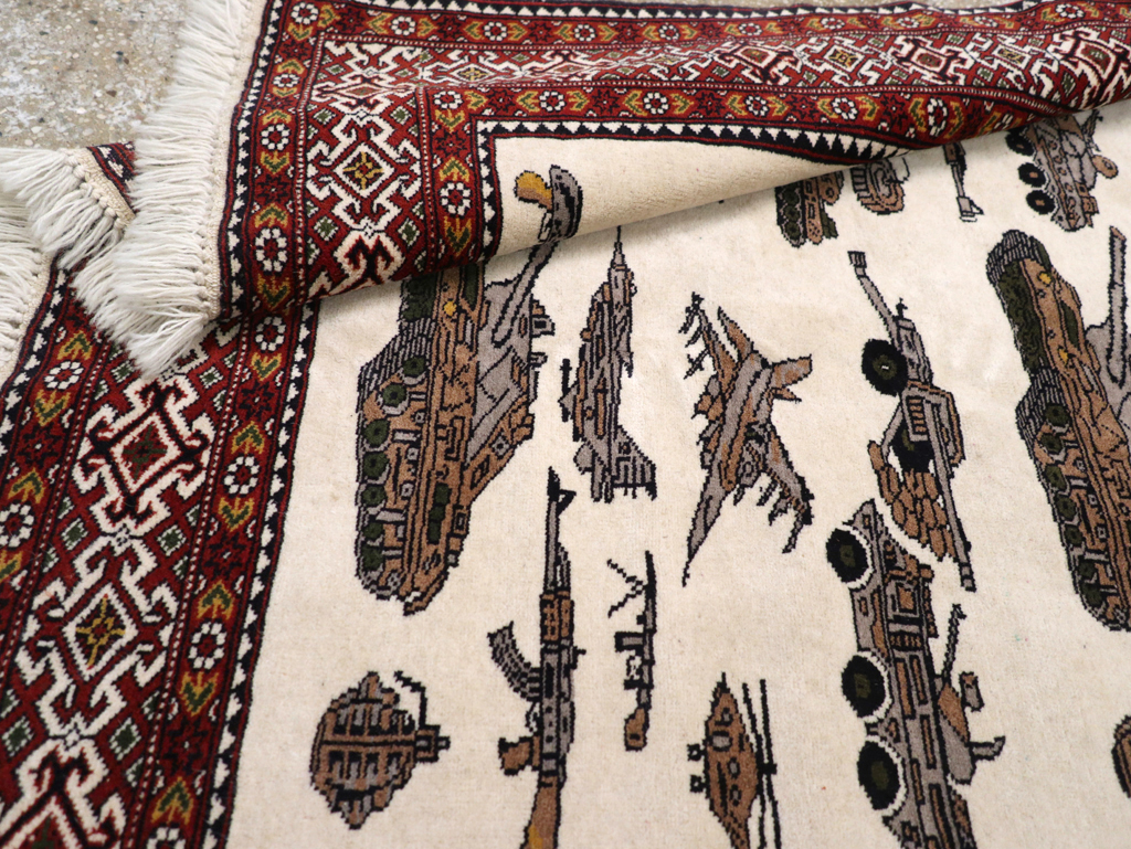 Vintage Afghan Baluch Pictorial War Rug, No.31325 - Gss