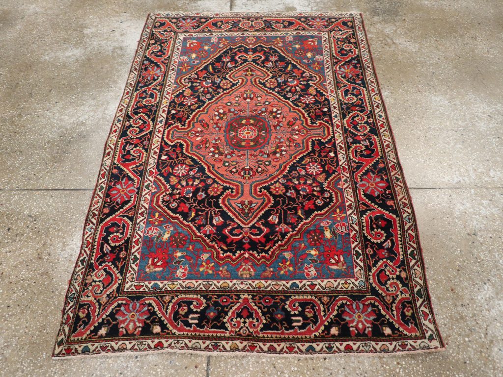 Antique Persian Sarouk Throw Rug, No.31327 - Gss