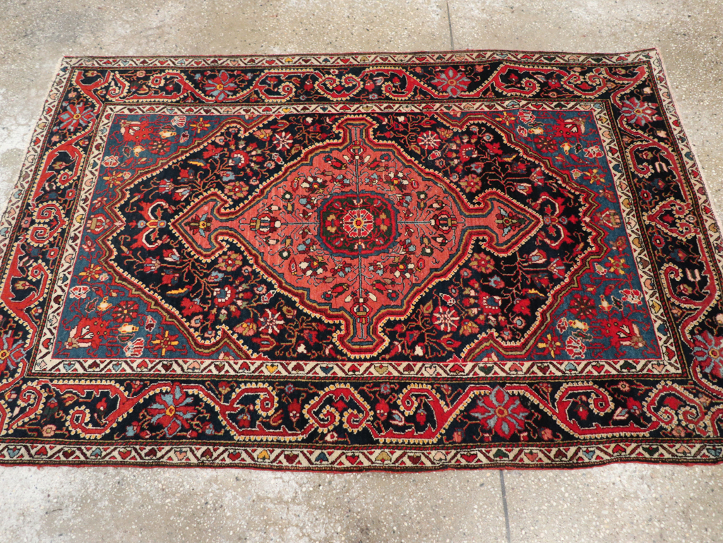 Antique Persian Sarouk Throw Rug, No.31327 - Gss