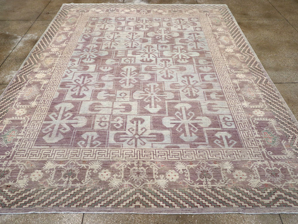 Contemporary East Turkestan Khotan Room Size Carpet, No.31329 - Gss