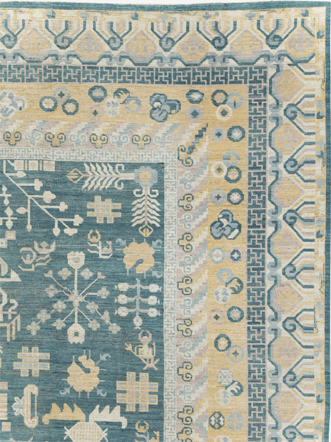 Contemporary East Turkestan Khotan Large Room Size Carpet, No.31330 - Gss