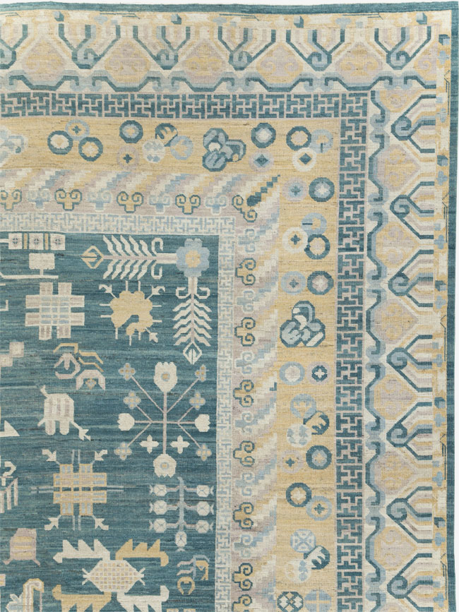 Contemporary East Turkestan Khotan Large Room Size Carpet, No.31330 - Gss