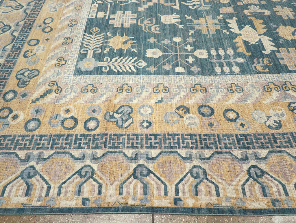 Contemporary East Turkestan Khotan Large Room Size Carpet, No.31330 - Gss