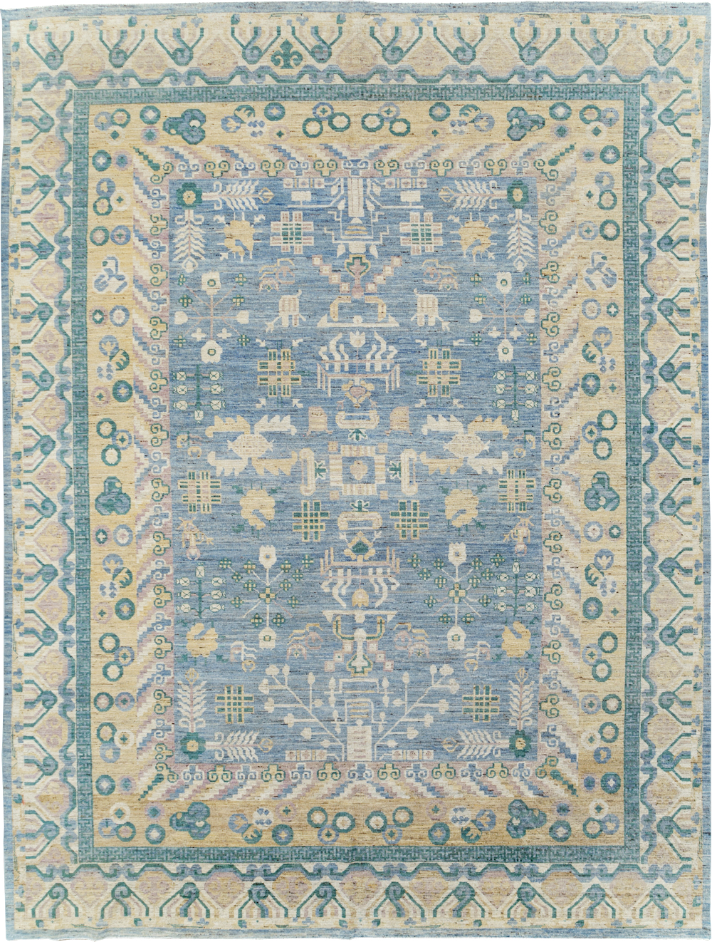 Contemporary East Turkestan Khotan Room Size Carpet, No.31331 - Gss