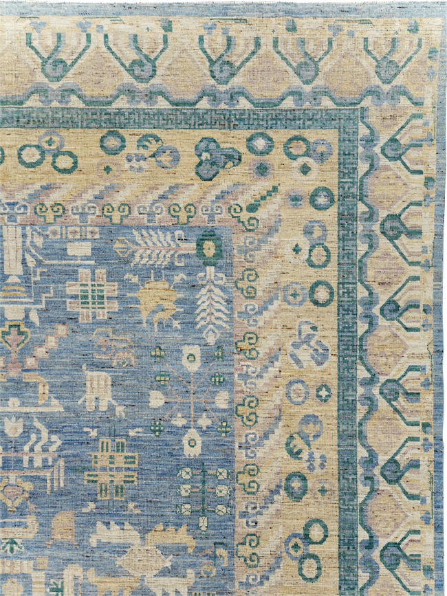 Contemporary East Turkestan Khotan Room Size Carpet, No.31331 - Gss