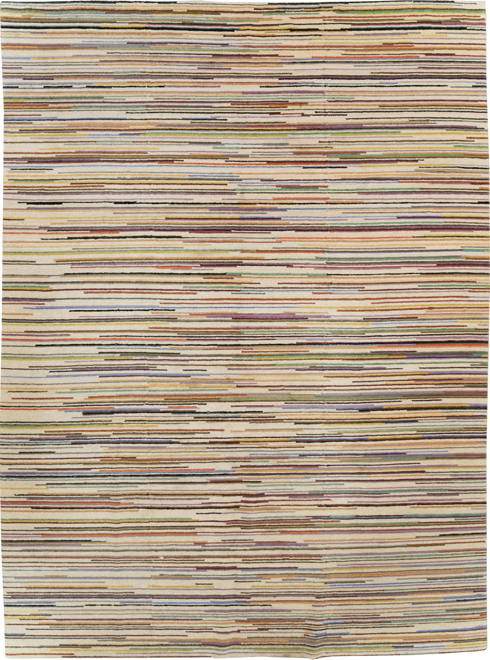 Contemporary Turkish Striped Room Size Carpet, No.31335 - Gss