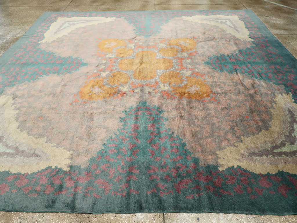 Antique European Art Deco Square Room Size Carpet, No.31338 - Gss