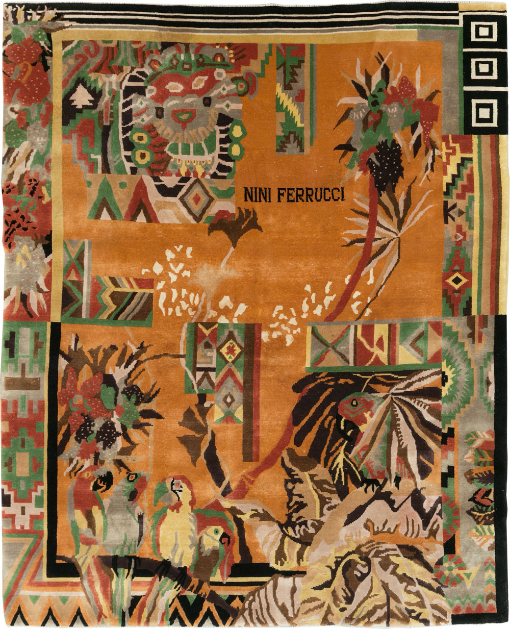 Vintage Tibetan Art Deco Carpet by Nini Ferrucci, No.31340 - Gss