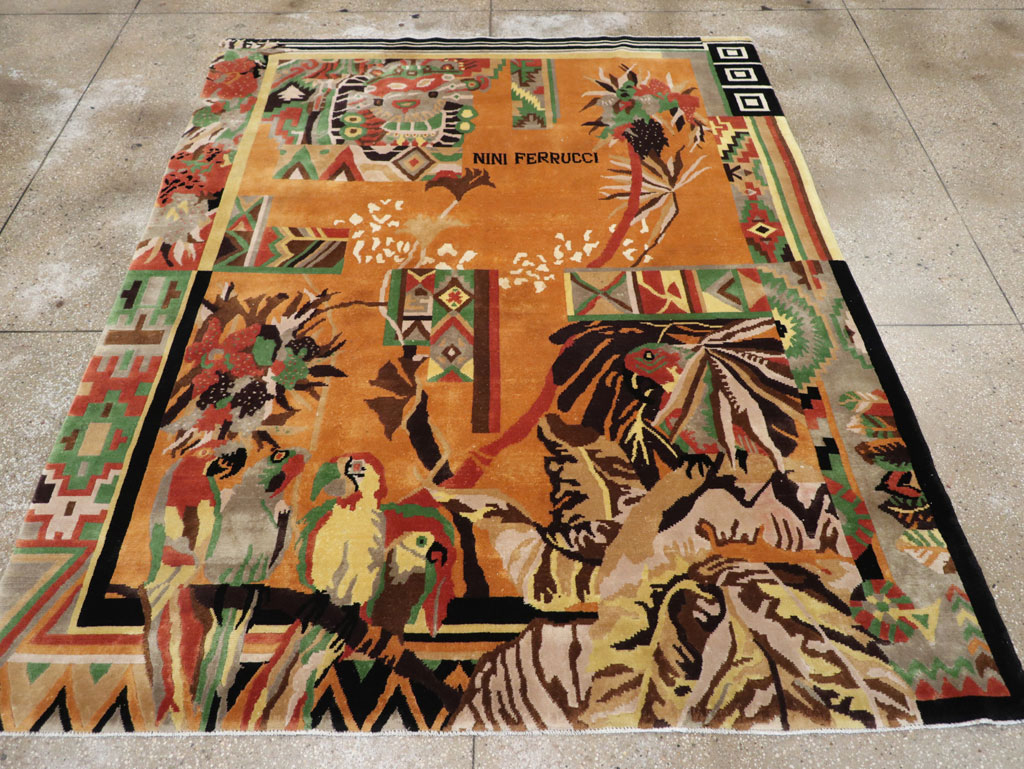 Vintage Tibetan Art Deco Carpet by Nini Ferrucci, No.31340 - Gss