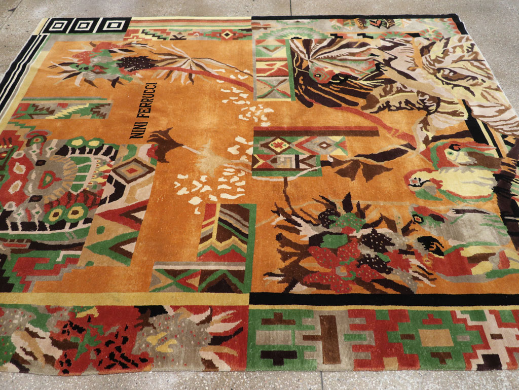 Vintage Tibetan Art Deco Carpet by Nini Ferrucci, No.31340 - Gss