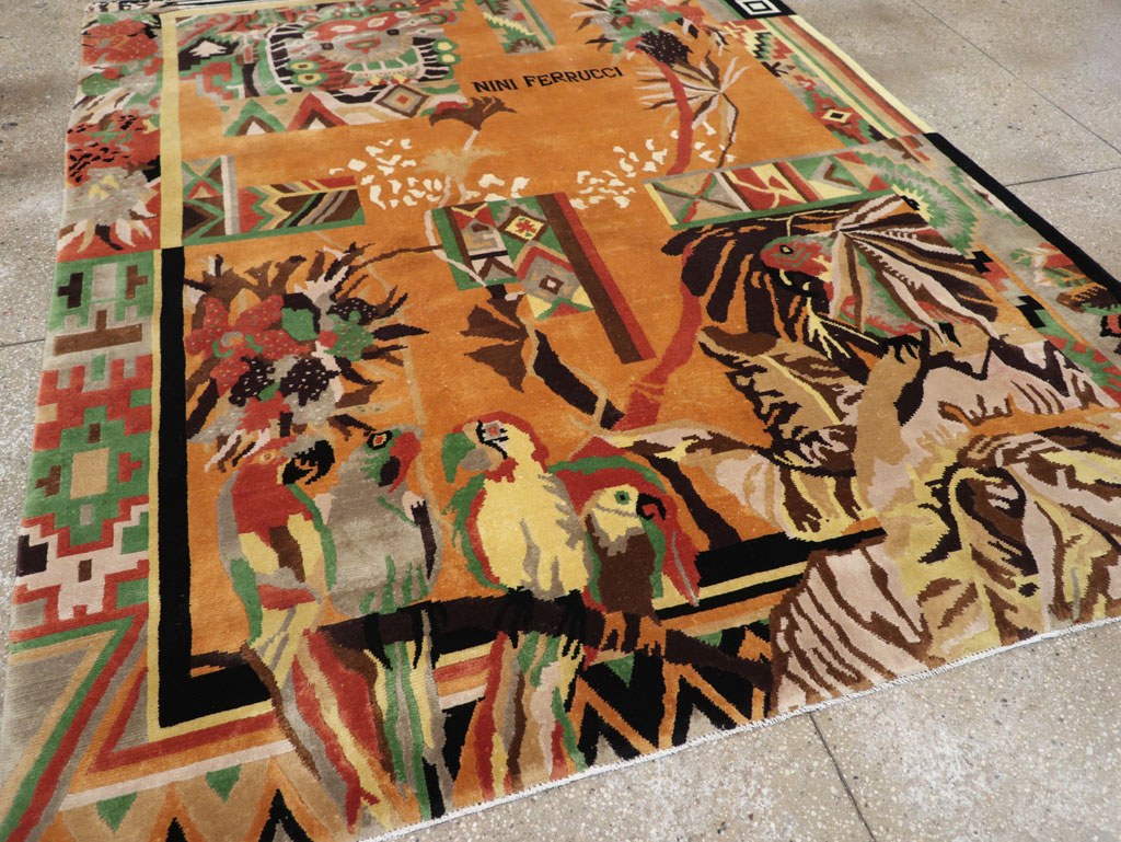 Vintage Tibetan Art Deco Carpet by Nini Ferrucci, No.31340 - Gss