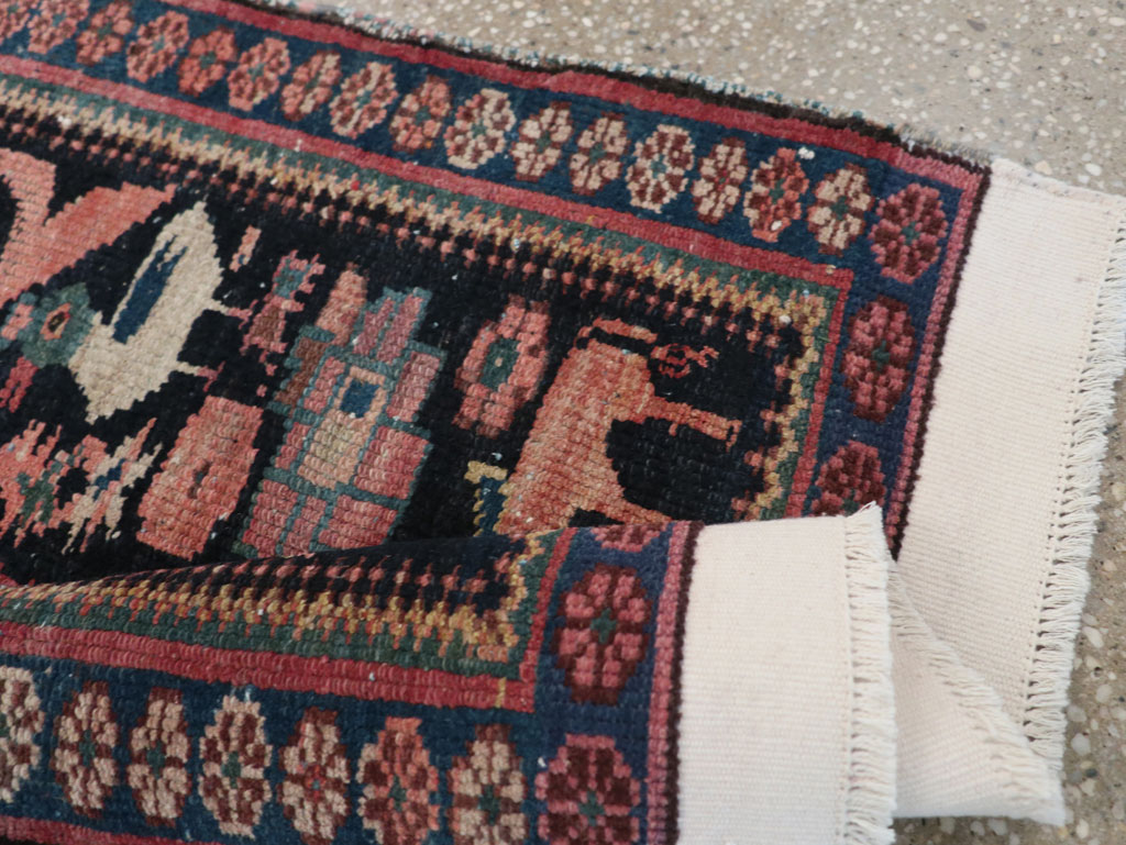 Antique Persian Kurdish Pictorial Throw Rug, No.31345 - Gss