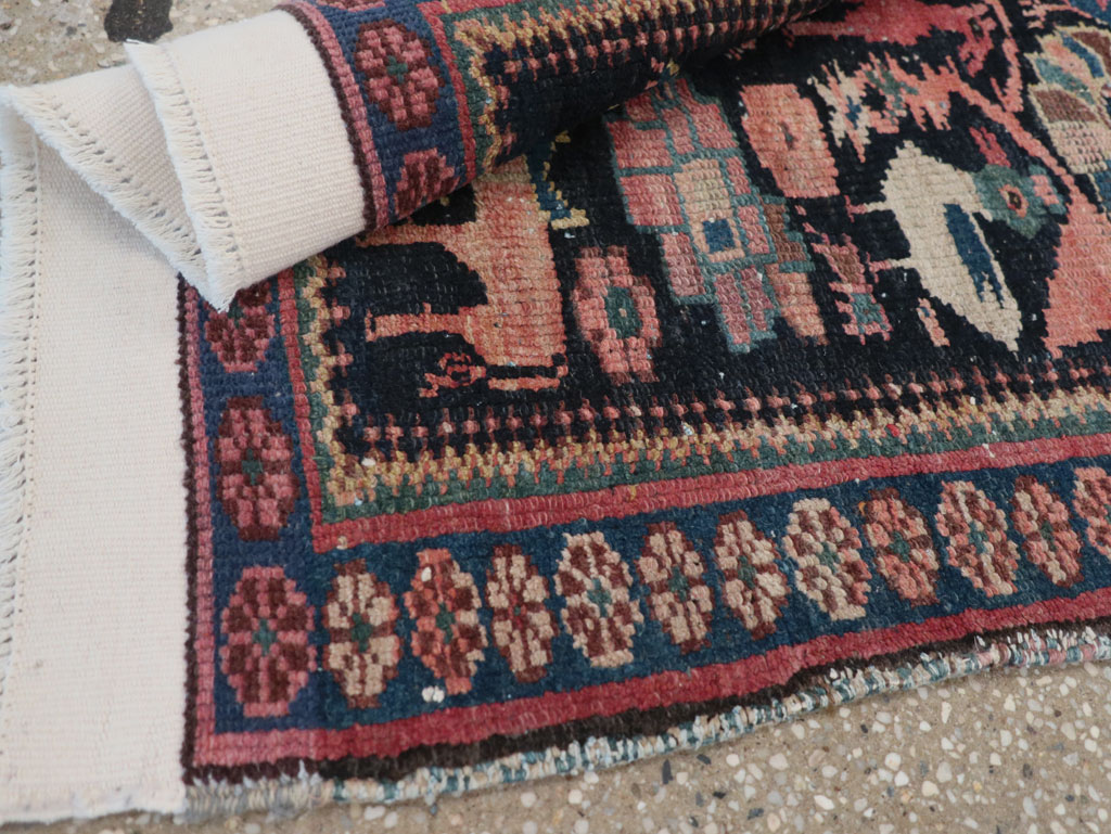 Antique Persian Kurdish Pictorial Throw Rug, No.31345 - Gss