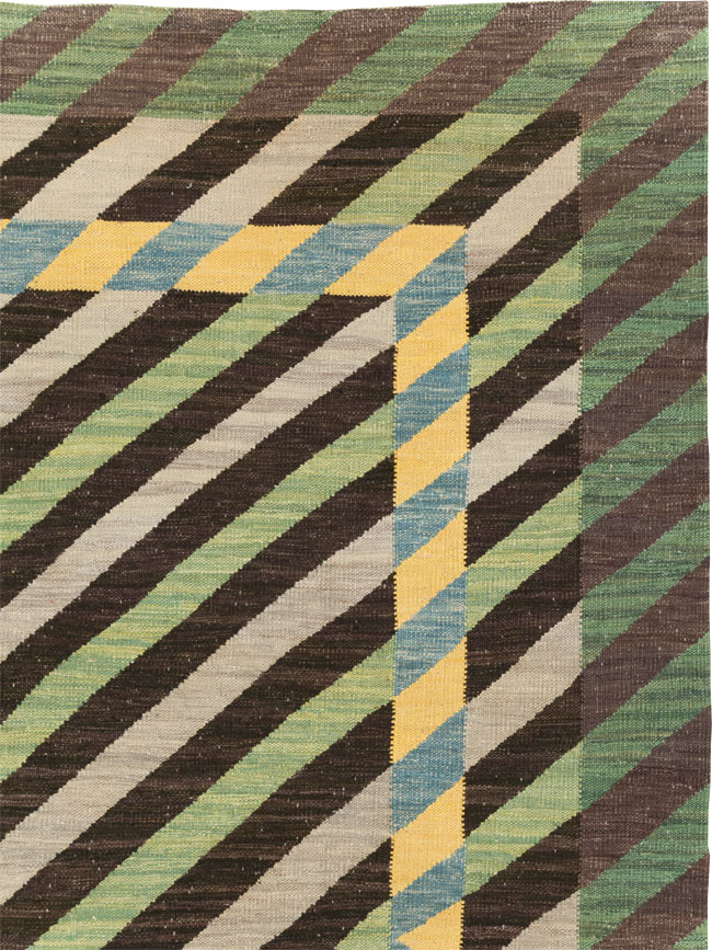 Contemporary Turkish Flatweave Room Size Carpet, No.31348 - Gss