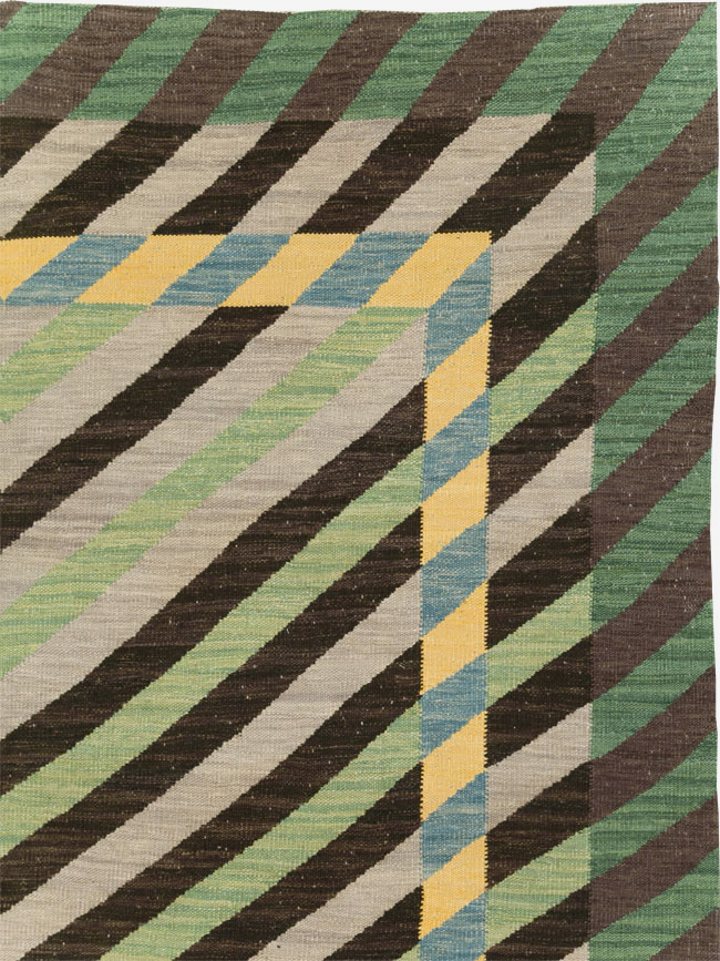 Contemporary Turkish Flatweave Room Size Carpet, No.31348 - Gss