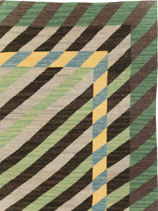 Contemporary Turkish Flatweave Room Size Carpet, No.31348 - Gss