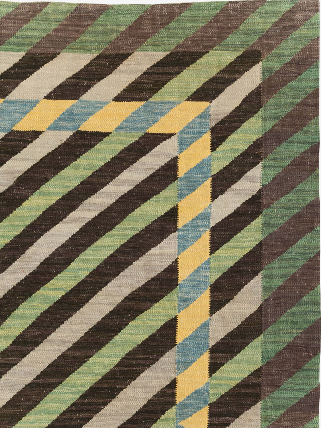 Contemporary Turkish Flatweave Room Size Carpet, No.31348 - Gss