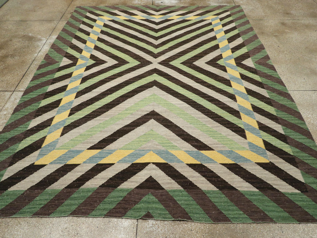 Contemporary Turkish Flatweave Room Size Carpet, No.31348 - Gss