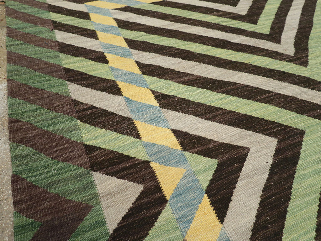 Contemporary Turkish Flatweave Room Size Carpet, No.31348 - Gss