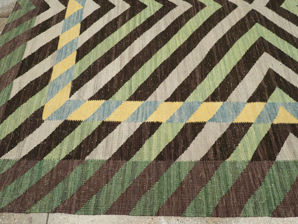 Contemporary Turkish Flatweave Room Size Carpet, No.31348 - Gss