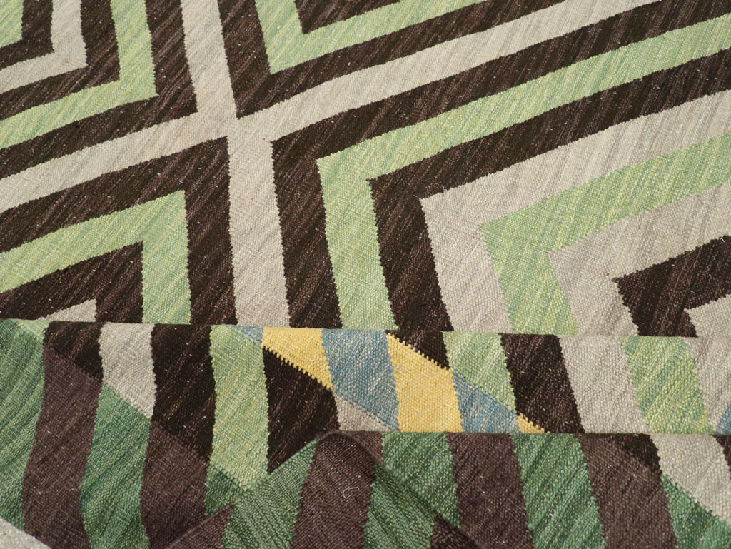 Contemporary Turkish Flatweave Room Size Carpet, No.31348 - Gss