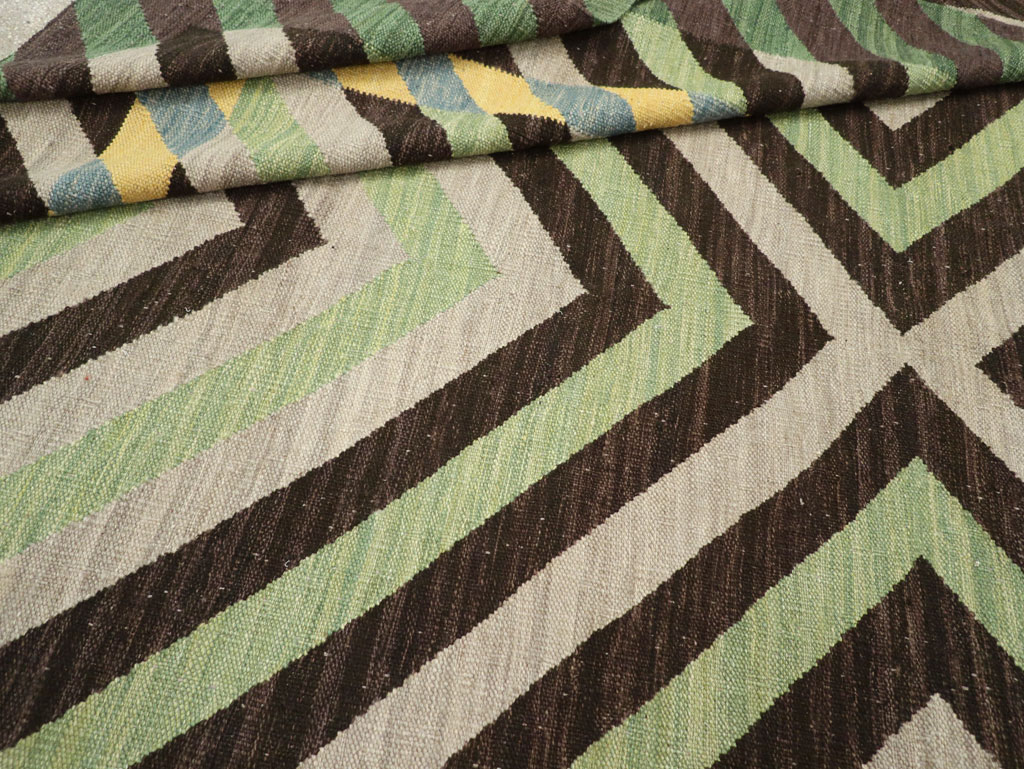 Contemporary Turkish Flatweave Room Size Carpet, No.31348 - Gss