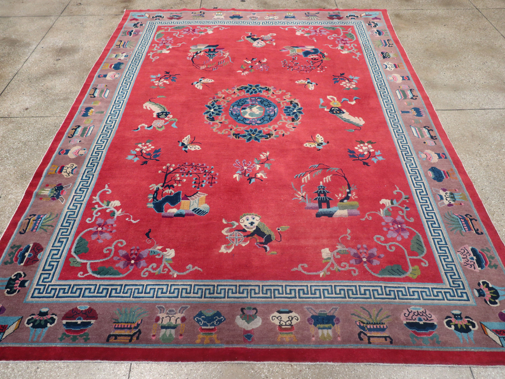 Vintage Chinese Art Deco Pictorial Room Size Carpet, No.31359 - Gss