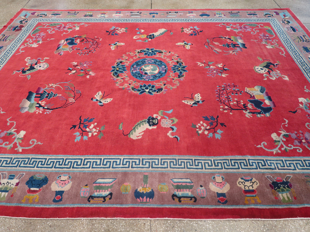 Vintage Chinese Art Deco Pictorial Room Size Carpet, No.31359 - Gss