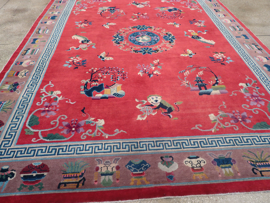 Vintage Chinese Art Deco Pictorial Room Size Carpet, No.31359 - Gss