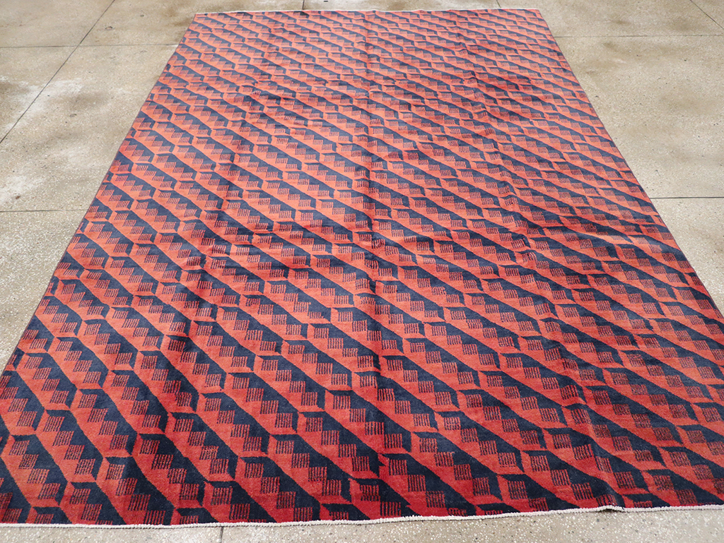 Vintage Turkish Anatolian Art Deco Room Size Carpet, No.31375 - Gss