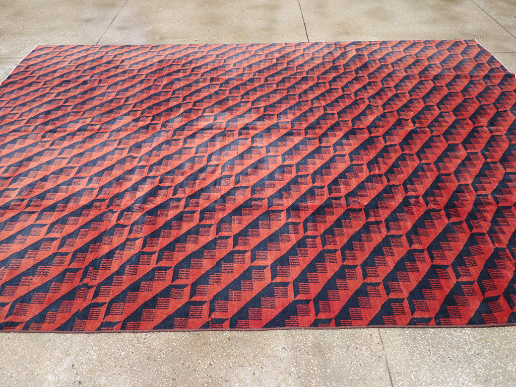 Vintage Turkish Anatolian Art Deco Room Size Carpet, No.31375 - Gss