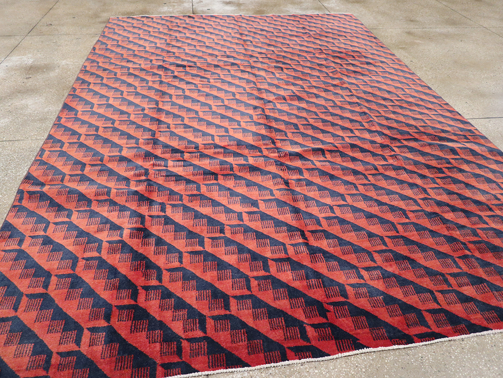 Vintage Turkish Anatolian Art Deco Room Size Carpet, No.31375 - Gss