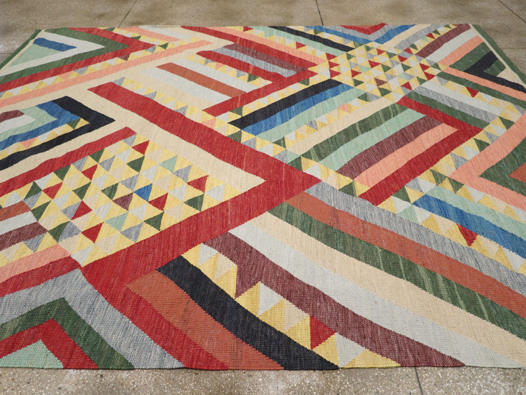 Contemporary Turkish Flatweave Room Size Carpet, No.31401 - Gss